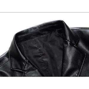 Venta directa transfronteriza de chaqueta de Otoño de gran tamaño para hombre, chaqueta de cuero gordo con cuello levantado para jóvenes para motociclismo - Product Image 2