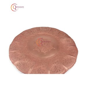 Plateau de service décoratif en cuivre antique personnalisable plat en métal fait à la main finition polie brillante ustensiles de cuisine pour servir - Product Image 5