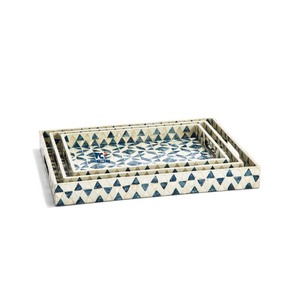 ถาดเสิร์ฟอาหารแบบฝังโมเสครูปไข่มุกดีไซน์อินเดียสีธรรมชาติของเก่าโบราณทำด้วยมือสำหรับบ้านและโรงแรม - Product Image 6