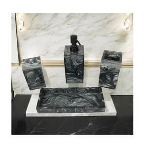 Juego de Baño Moderno de Lujo con Diseño de Pilar de Resina Pulida, Patrones Personalizables para Uso en el Hogar y Hoteles - Product Image 5