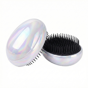Brosse à cheveux en plastique en forme d'œuf, démêlante, massage du cuir chevel, peigne tendance, portable, voyage, avec logo personnalisé - Product Image 4