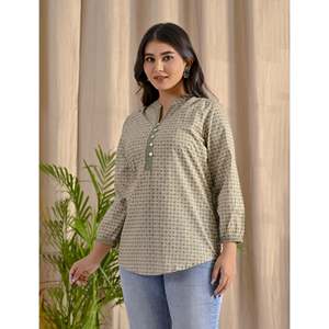 Blusa de Popelina Gris para Mujer, Logotipo Bordado, Corte Holgado Informal, Talla XL, Cierre de Botones, Temporada Otoño y Primavera - Product Image 5