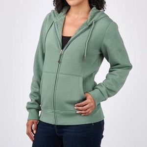 Fabricant sur mesure de sweats à capuche pour femmes en coton et fibre de bambou avec badge sur le devant - Product Image 3