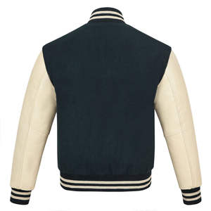 Chaqueta de lona con mangas de piel de vaca auténtica de lana de béisbol Bomber Letterman Varsity para hombre para temporada de invierno - Product Image 3