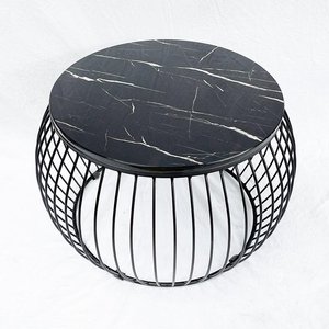 Modern Simple 72x72x45cm Convertible <b>Sofa</b> <b>Table</b> Durable Stone Top and Powder-Coated Iron Frame Tea <b>Table</b> Side <b>Table</b> TT68136 - Product Image 5