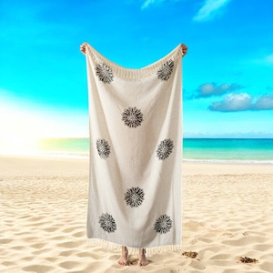Holzblockdruck Türkisches Strandtuch Handbedruckte Rosette, 33x66 Zoll - Product Image 2