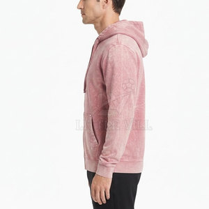 Sudadera con capucha informal para hombre, diseño de invierno con cremallera y lavado ácido, hombros caídos, manga larga, cómoda y suave para el día a día - Product Image 3