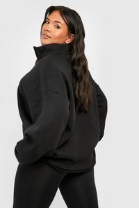 Loose Fit Casual Half High Neck Pullover <b>Women</b> <b>Fleece</b> Solid Color Sweatshirt Basic Plain <b>Hoodie</b> - Product Image 2