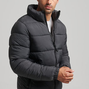 Veste matelassée en polaire chaude d'hiver pour homme Nouvelle veste en polyester imperméable coupe-vent avec col à capuche Couleur unie - Product Image 6