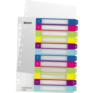 Leitz WOW DIN <b>A4</b> Extra Wide Multicolor Polypropylene File <b>Folder</b> Accessories Number Register 1-12 LEITZ - Product Image 1