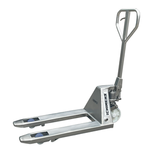 Transpalette à main hydraulique de haute qualité 450x800mm, roue tandem en nylon, inox, capacité de 2.5 tonnes, certificat EUR1 et CE inclus - Product Image 1