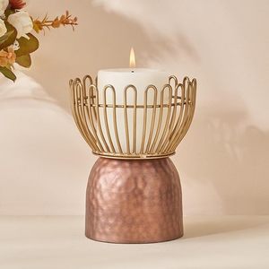Candelero de Metal con diseño martillado elegante, acabado de cobre y oro de hierro para decoración del hogar, decoración de mesa de Pascua - Product Image 2