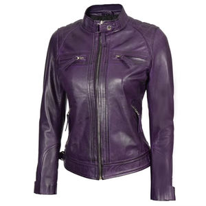 2025 Women's Fashionable <b>Leather</b> Jackets with Stand Collar Custom Logo Plain <b>Dye</b> Hot Sale for Winter Season Latest Design - Product Image 1