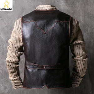 <b>Men's</b> Vintage Distressed Premium Cowhide <b>Multi</b> Pocket Leather Motorcycle <b>Vest</b> with Five Hidden Carry Pockets Durable - Product Image 3