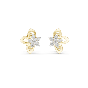 Boucles d'oreilles clous florales en or 18 carats avec diamants de laboratoire de 0,18 ct, clarté VVS-VS EF, disponibles en or jaune, or rose, or blanc et argent - Product Image 2