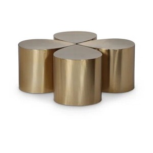 Mesa de Centro Creativa de Estilo Italiano Moderno para Sala de Estar, con Estructura Metálica y Tapa de Madera, Diseño en Forma de Guijarro - Product Image 4