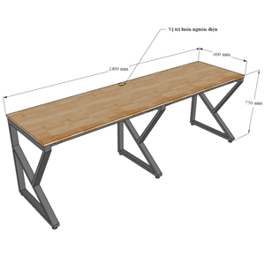 Escritorio de Estilo Industrial de 2 Piezas Kconcept HBKC025, 240x60cm, Madera de Melamina con Patas de Hierro para Muebles de Oficina - Product Image 6
