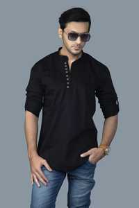 Chemise indienne Kurta pour homme, haut uni, tunique de couleur blanche, Short Kurta - Product Image 2