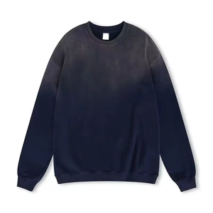 Blank Heavyweight Sweatwea French Terry Rib Vintage Blank Acid <b>Wash</b> Distressed Oversize Crewneck Sweatshirt for <b>Man</b> - Product Image 5