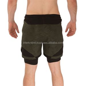 Shorts d'entraînement d'été pour hommes 100% coton, décontractés, séchage rapide, double couche, pour la gym, le jogging, le fitness et l'entraînement tactique, avec doublure intégrée - Product Image 4