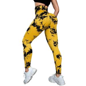 Free Sample High-Waist Tie Dye Printed Leggings for <b>Women</b> <b>Knitted</b> Fitness Yoga Pants with Customizable Logo - Product Image 4