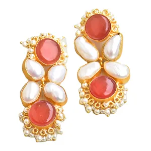 红色长声明耳环新娘手工设计师珠宝印度制造商和女性时尚珠宝供应商