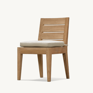 Silla sin brazos de madera de teca con estilo moderno, apta para uso en exteriores, equipada con espuma suave y duradera. - Product Image 2