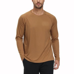 T-Shirt manches longues décontracté de grande taille pour hommes Haut de protection solaire pour extérieur/entraînement Vêtements de style polaire solide - Product Image 1