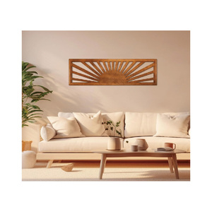 Décoration <span class=keywords><strong>murale</strong></span> soleil, grande décoration <span class=keywords><strong>murale</strong></span> soleil bohème, décoration <span class=keywords><strong>murale</strong></span> en bois horizontale vintage bohème, rectangle panoramique à suspendre au-dessus du lit - Product Image 1