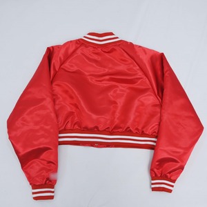 Haute qualité Satin Polyester femmes léger Bomber veste solide pleine fermeture éclair haute rue mode décontracté coupe-vent personnalisable soie - Product Image 6