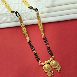 Venta al por mayor 24K chapado en oro Mangalsutra cadena larga Vati Beads boda india tradicional joyería de latón 24K formando oro relleno - Product Image 2