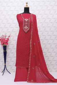 Vente chaude Designer Fantaisie Tendance Indienne Tenue Élégante À La Mode Lourde Faux Georgette avec Broderie Paillettes Travail Salwar Suite - Product Image 2