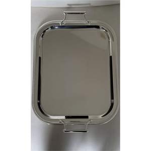 Plateau de service ovale en métal fait main de luxe, argent vieilli, plateau décoratif ottoman, plateau à boissons de qualité supérieure à bord festonné - Product Image 3