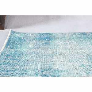 Alfombra tejida de lana azul gris contemporánea, diseño de retazos rectangulares de 3,2x6,1 pies para decoración de dormitorio y sala de estar, respaldo de látex - Product Image 2