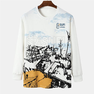 Sweat-shirts d'hiver pour hommes, col rond, couleur unie, décontractés, tricotés, coupe régulière, 100% coton, impression numérique, écologiques - Product Image 1