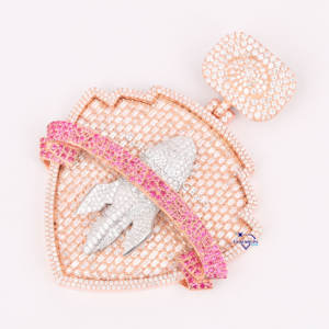 Pendentif en diamant cultivé en laboratoire en or rose 14 carats Bling complet Pave VVS Clarity Jewelry Trending Fine Necklaces - Product Image 5