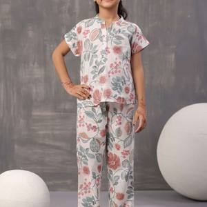 Women's & Girls' <b>Summer</b> Fashion Collar Shirt <b>Pyjamas</b> Set Organic Cotton Short Sleeves Casual Digital Print Style Plus Size - Product Image 5