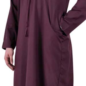 Thobe émirati de qualité supérieure bordeaux luxe Kandura vêtements arabes traditionnels élégant hommes Jubba doux et respirant tenue islamique moderne - Product Image 6