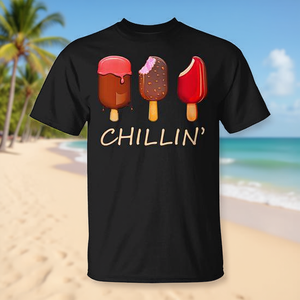 Camiseta promocional de verano con gráfico novedoso de Chillin' Ice Cream Popsicles - Product Image 3