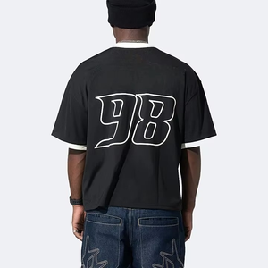 เสื้อยืดผ้าถักทรงโอเวอร์ไซส์ของผู้ชายเสื้อยืดผ้าฝ้าย100% ตามสั่งขนาดพิเศษพิมพ์ลายวินเทจคุณภาพสูง GSM 300 - Product Image 4