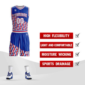 Uniforme de basket-ball tendance avec ensembles imprimés de logo personnalisé nom de l'équipe de sublimation cousu dessus - Product Image 2