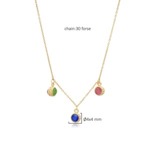 Collier Charme Balle Shaker Multicolore en Argent 925 pour Femme, Bijoux Turcs Faits Main en Gros - Product Image 3