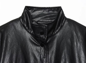 Veste en cuir pour homme de style nouveau, 100% polyester véritable, col montant, poche avant, séchage rapide, respirante, manteau en fourrure de luxe pour l'hiver - Product Image 5