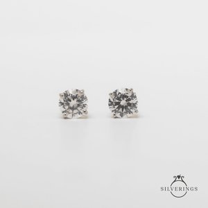 NOVAMART Fine Silverings 925 <b>Sterling</b> <b>Silver</b> Solitaire Earrings Ball <b>Stud</b> Design with Gold Zircon Bezel Setting Wholesale Export - Product Image 2