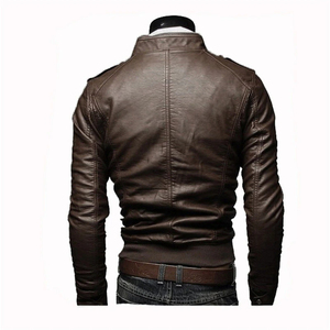 Veste en cuir pour homme de style streetwear personnalisée 2026 avec broderie |   Manches longues, coupe unie, coupe-vent, écologique et respirant - Product Image 6