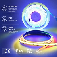 Tira de Luces LED RGB RGBIC RGBCW COB, 160-784 LEDs/m, Cinta Flexible, Control Inteligente DC 12V/24V para Iluminación Interior