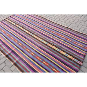 พรมขนสัตว์สีส้มสีม่วงใหม่ขนาด5.6 x 8.7ft คิลิมพรมตุรกีทอแบนราบสำหรับห้องนั่งเล่นห้องโถงสี่เหลี่ยมผืนผ้าเย็บปะต่อกันลายน้ำยาง - Product Image 4
