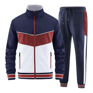 Diseño personalizado de los hombres de invierno de talla grande sólido Zip-Up chándal de manga larga Jogging Sweatsuit traje de 2 piezas - Product Image 4