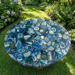 Sello de Resina de Ágata Pulida Artesanal, Decoración de Hogar de Lujo, Diseño Floral Religioso, Modelo Redondo para Mesa - Product Image 1