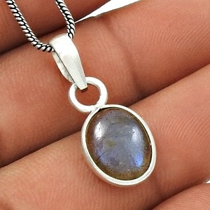 Nuevo diseño más vendido, Plata de Ley 925, labradorita de Fuego Azul Natural, piedra preciosa, forma ovalada, colgante mínimo, joyería hecha a mano - Product Image 2